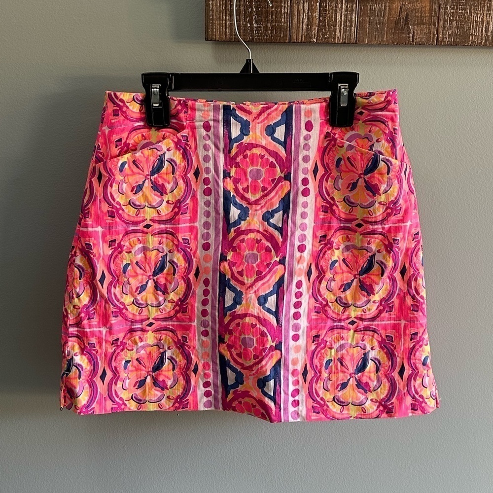 Lilly Pulitzer Pink and Orange Patterned Skirt
